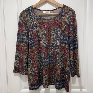 NWT MARISE Printed Top with 3/4-Length Sleeves Size Large Made in Canada